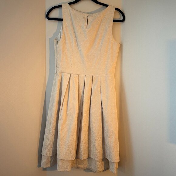 Cream Sleeveless Fit and Flare jacquard pattern - Picture 6 of 8